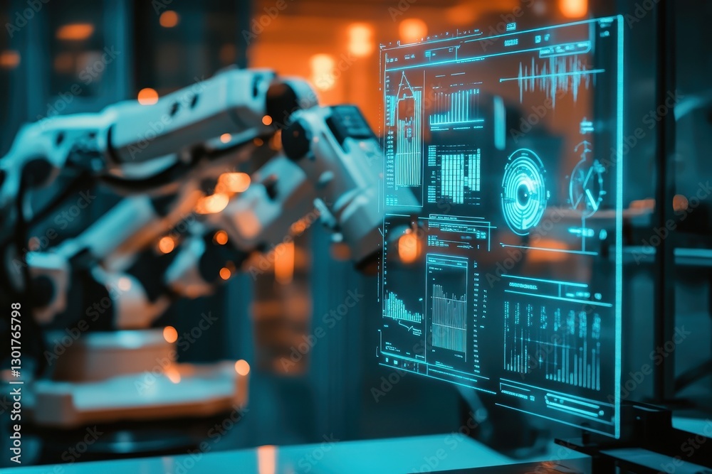 Poster exploring the intersection of robotics and technology within a dynamic digital workspace in the earl