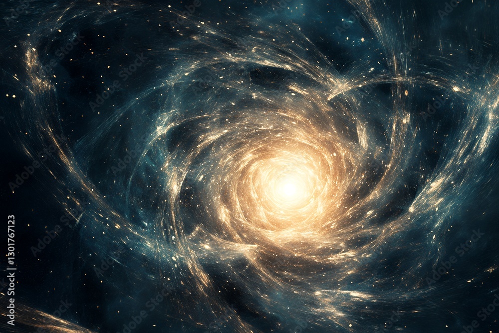 Wall mural glowing cosmic vortex with shimmering light and stellar dust in deep space