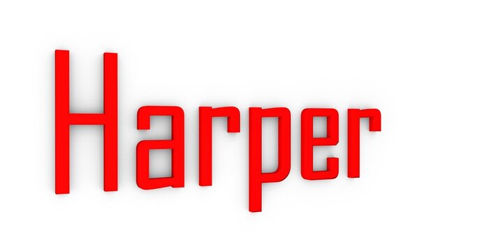 The name "Harper" in bold red text on a white background.