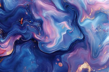 Obraz premium A vibrant painting featuring swirling blue and purple liquid textures.