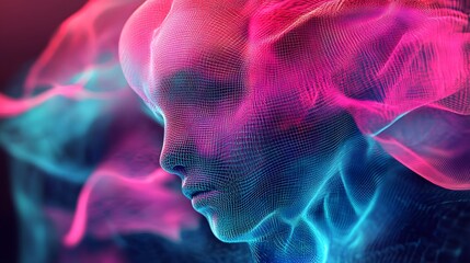 Digital fog veils in bright pink and blue