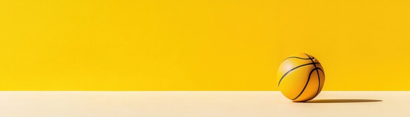 Yellow basketball on a cream background