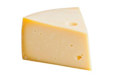 Cheese wedge with smooth texture and mild flavor, cut out