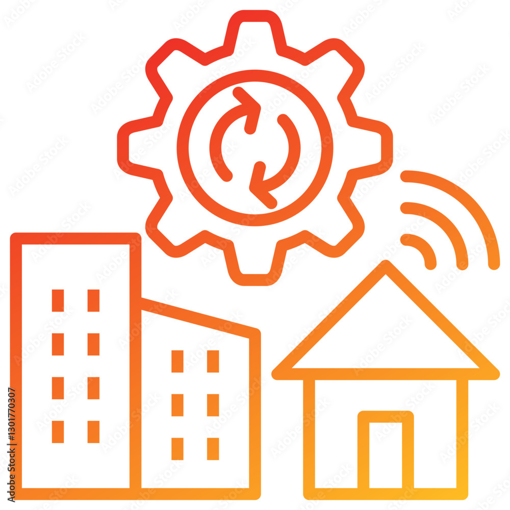 Poster hybrid work line gradient icon