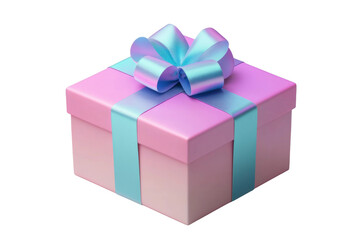 Fototapeta premium Beautiful pink and blue gift box with ribbon, cut out