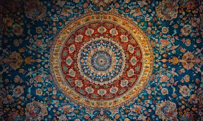 Intricate persian rug design with vibrant colors.
