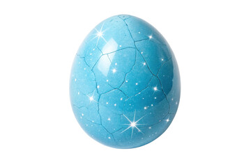 Beautiful blue cracked egg with sparkling stars, perfect for Easter decoration and spring celebrations