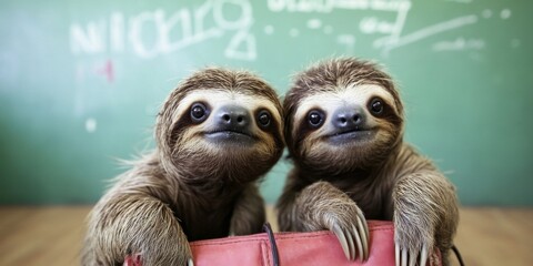 In a delightful classroom setting, there are adorable sloths that capture everyones hearts