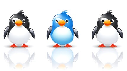 Obraz premium Cute cartoon penguins digital art studio environment playful concept