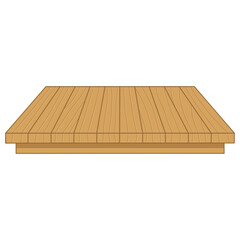 Wooden Table Top Front View With Texture. Flat and Simple Style.