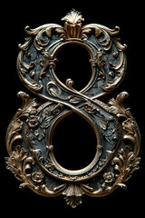 baroque, font, numbers, chocolate, unique, ornate, elegant, luxurious, vintage, decorative, artistic, rich, intricate, classic, golden, stylish, antique, fancy, aesthetic, royal, flourished, detailed,