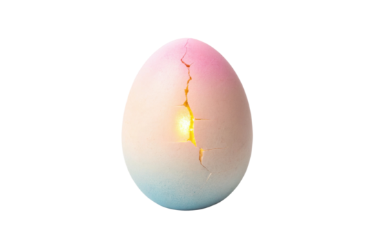 Colorful cracked egg with glowing light for Easter celebration and spring decor design - Powered by Adobe