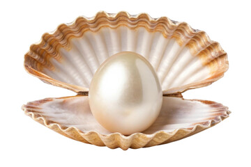 Elegant pearl resting in an open seashell, symbol of beauty and luxury for various design uses