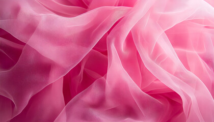 Fototapeta premium Beautiful pink tulle, close-up view of the fabric