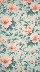Obraz premium A floral patterned wall with green and pink flowers