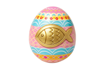 Colorful Easter egg design with fish motif for festive celebrations and decorative purposes