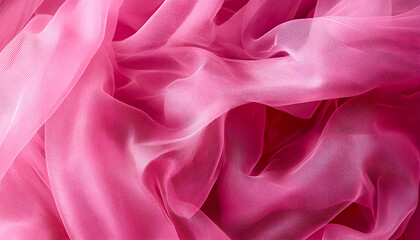 Obraz premium Beautiful pink tulle, close-up view of the fabric