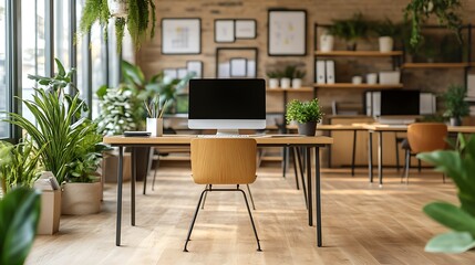 A workspace where ERP software helps manage business operations, with a blank area for text below.