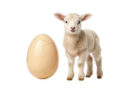 Unique bond between lamb and egg symbolizes new beginnings and springtime joy for Easter celebrations and related designs