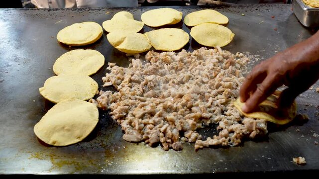 Tripa taco stand in Mexico. Street food