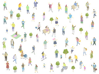 Isometric flat vector urban people illustration