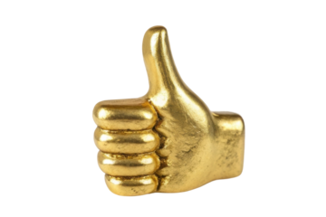 Golden thumbs up gesture symbolizing positivity and approval for creative projects and presentations