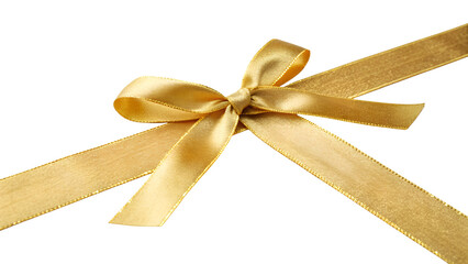Fototapeta premium Golden Ribbon Bow for Gift Wrapping and Decorative Purposes, Isolated on Transparent Background