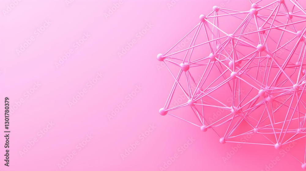 Poster abstract pink network structure with nodes and connectors on background