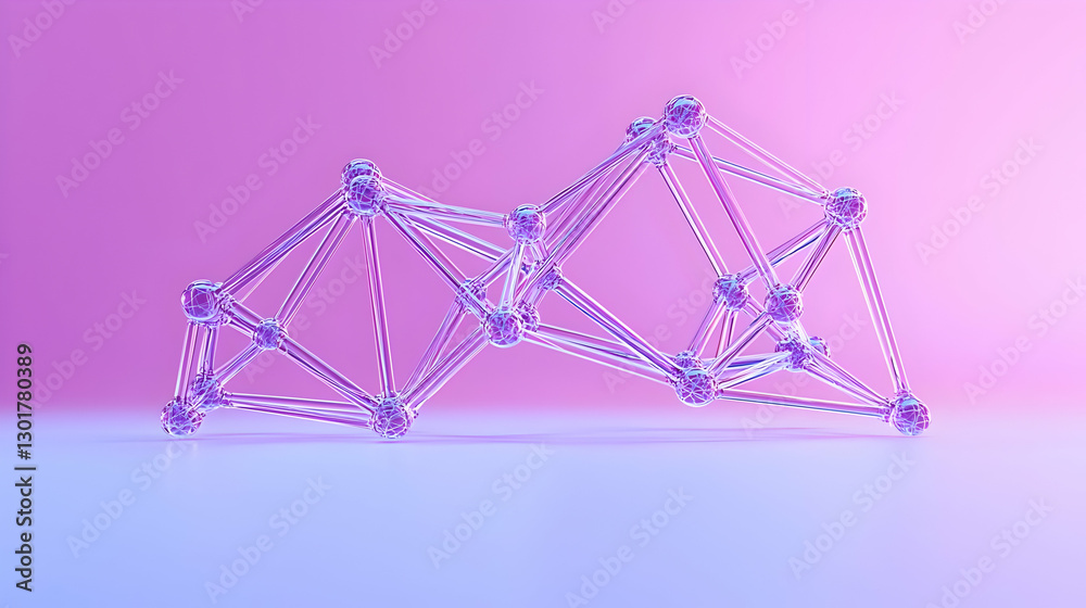 Poster abstract 3d structure with interconnected lines and spheres on gradient