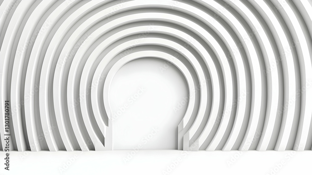 Poster abstract white archway with circular wave patterns in background