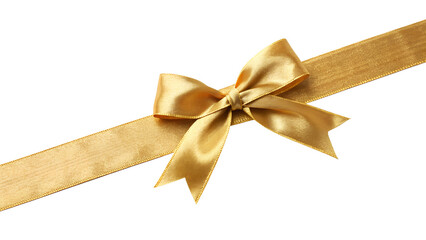 Golden Ribbon Bow for Gift Wrapping and Decorative Purposes, Isolated on Transparent Background