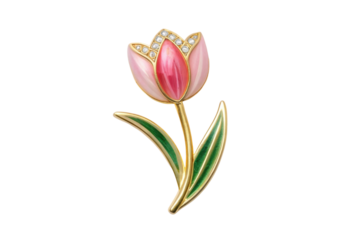 Elegant tulip brooch with colorful enamel and sparkling accents for spring fashion accessories