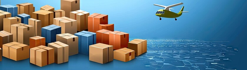 Fototapeta premium Cargo delivery by helicopter