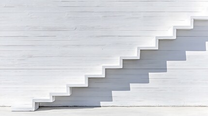 Fototapeta premium Sunlight on White Steps Against a Wooden Wall AI Generated