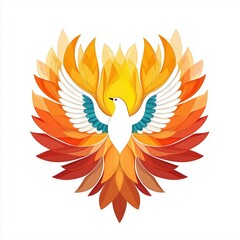Vibrant Vector Art Illustration of Pentecost with a Dove on a White Background