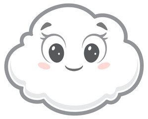 Illustration of cartoon cloud with cute face