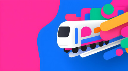 Colorful Train Design with Abstract Shapes and Background Patterns