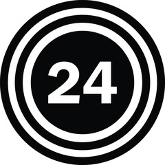   24 hours a day sign. black sign Open around the clock or 24 hours a day
