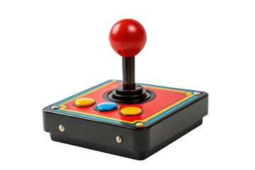 Classic arcade joystick with colorful buttons for retro gaming fun and nostalgia