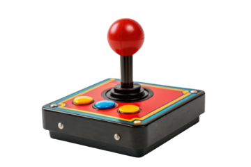 Classic arcade joystick with colorful buttons for retro gaming fun and nostalgia