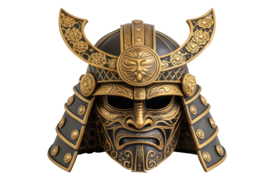 Traditional samurai helmet design with intricate detailing and historical significance in Japanese culture