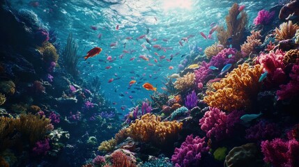 Fototapeta premium Vibrant coral reef fish underwater ocean scene