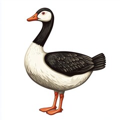 Obraz premium Stylized Illustration of a Goose with a Sticker Logo on a Clean White Background
