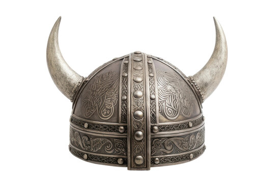 Classic Viking helmet design featuring ornate engravings and prominent horns for historical reenactment and cultural themes