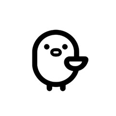Obraz premium Cute Black and White Cartoon Duck Icon