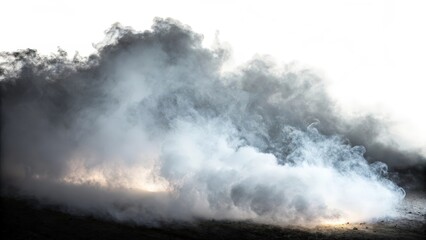 Fototapeta premium Smoke plume, grey, white, black, billowing, clouds, fire, haze, pollution