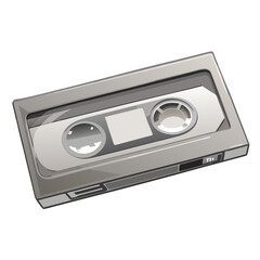 Obraz premium Vintage Cassette Tape in Silver 3D Style – Retro Music and Nostalgia Concept