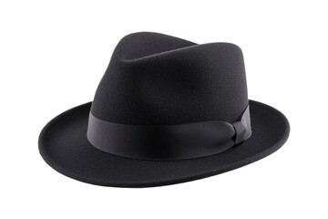Classic black fedora hat with sleek design, cut out