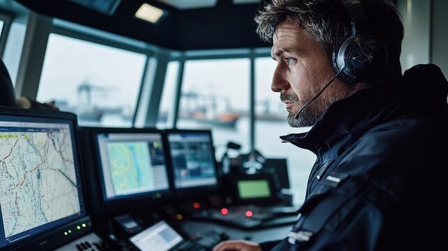 Urban canal traffic control monitoring vessel locations via digital interface for enhanced maritime safety