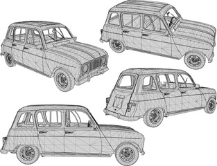 Vector sketch illustration silhouette design of old classic European vintage car